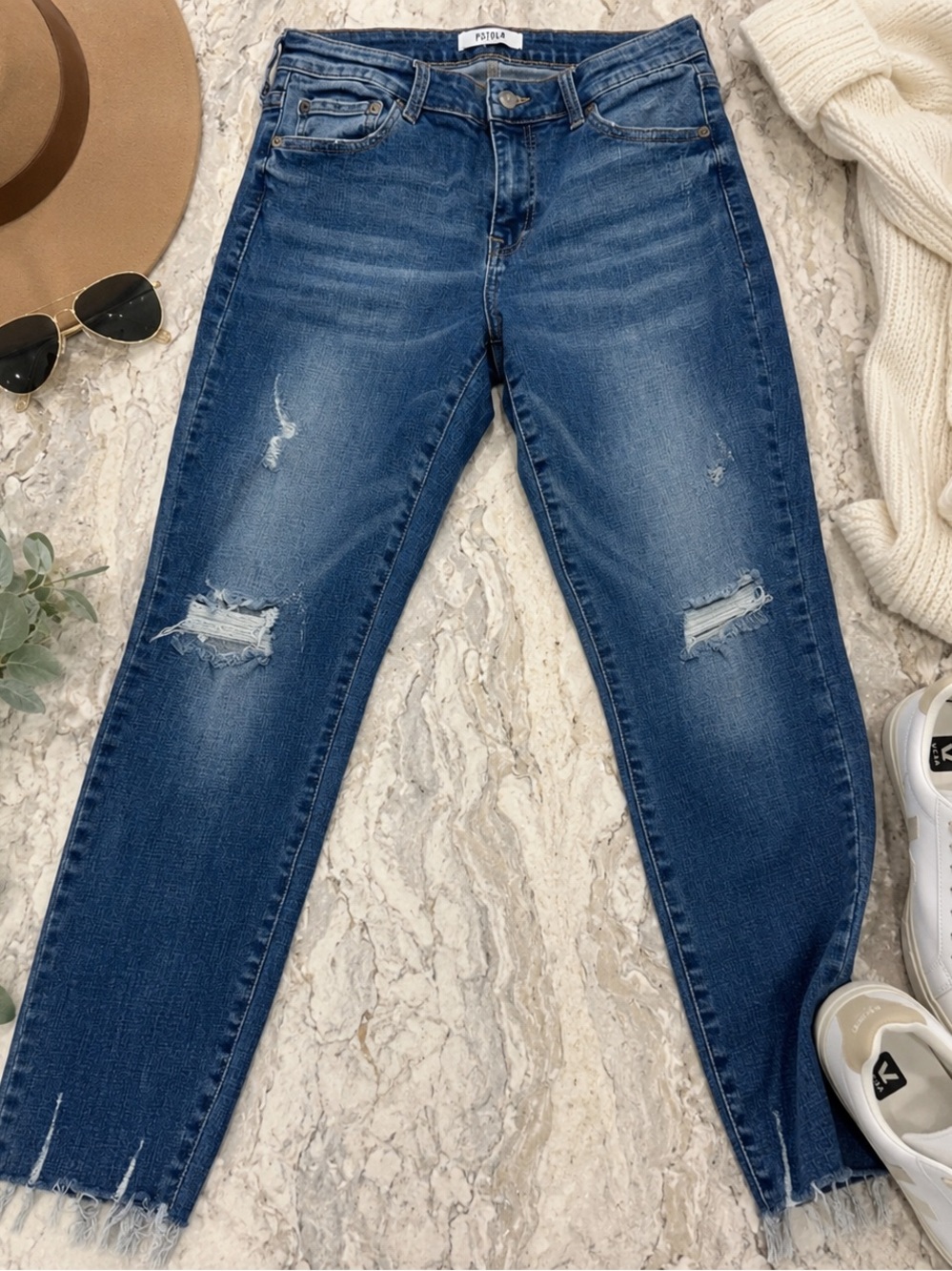 Pistola Arielle Skinny Distressed Scissor Cut Hem Ankle Crop Jeans Size 30